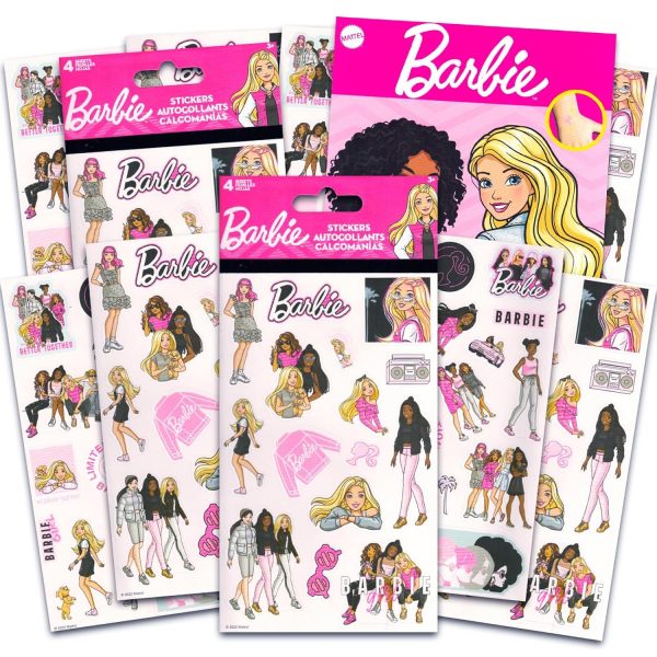 Barbie Stickers and Tattoos Set – Party Favors Bundle with 100+ Stickers Plus Temporary Tattoos for Kids | Barbie Doll Party Supplies for Girls